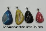 NGP1098 25*30 - 30*45mm freeform druzy agate pendants with brass setting