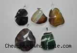 NGP1101 25*35 - 40*50mm freeform druzy agate pendants with brass setting