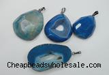 NGP1106 30*40 - 40*55mm freeform druzy agate pendants with brass setting