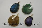 NGP1110 30*40 - 40*50mm freeform druzy agate pendants with brass setting