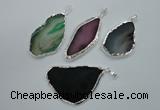 NGP1115 30*40 - 40*65mm freeform druzy agate pendants with brass setting