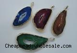 NGP1118 30*45 - 40*60mm freeform druzy agate pendants with brass setting