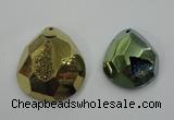 NGP1132 40*45 - 50*55mm faceted teardrop plated druzy agate pendants