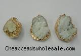 NGP1142 25*35mm - 40*45mm freeform druzy agate pendants with brass setting