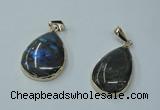 NGP1158 20*30mm - 25*35mm freeform labradorite pendants with brass setting