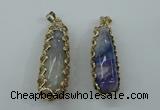 NGP1160 18*60mm - 20*65mm freeform agate pendants with brass setting