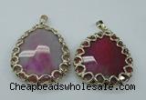 NGP1162 50*55mm - 52*60mm freeform agate pendants with brass setting