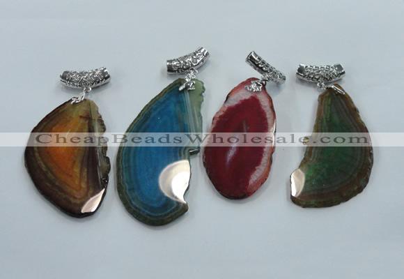 NGP1230 35*65mm - 45*70mm freeform agate pendants with brass setting