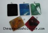 NGP1280 43*52mm rectangle agate pendants with brass setting