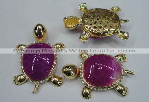 NGP1303 43*60mm tortoise agate pendants with crystal pave alloy settings