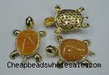 NGP1304 43*60mm tortoise agate pendants with crystal pave alloy settings