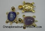 NGP1305 43*60mm tortoise agate pendants with crystal pave alloy settings