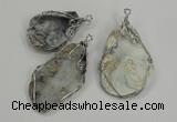 NGP1314 30*40mm - 40*60mm freeform agate pendants with brass setting