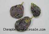 NGP1317 30*40mm - 35*50mm freeform agate pendants with brass setting