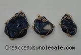 NGP1322 30*40mm - 45*60mm freeform agate pendants with brass setting