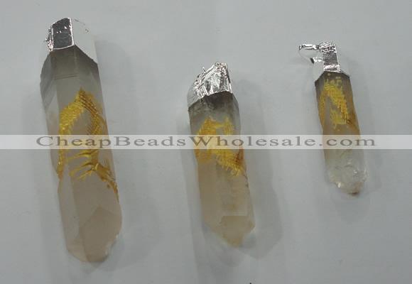 NGP1348 10*40mm - 15*80mm faceted nuggets white crystal pendants