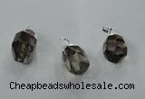 NGP1355 15*25mm - 18*30mm faceted nuggets smoky quartz pendants