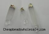 NGP1359 10*45mm - 15*75mm carved white crystal pendants