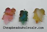 NGP1365 30*40mm - 35*45mm leaf agate pendants with brass setting