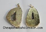 NGP1386 35*40mm - 40*50mm freeform plated druzy agate pendants