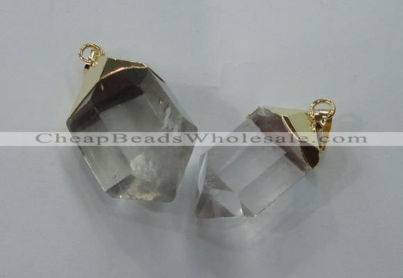 NGP1390 15*20mm - 20*35mm faceted nuggets white crystal pendants