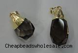 NGP1391 15*25mm - 20*35mm faceted nuggets smoky quartz pendants