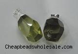 NGP1392 15*20mm - 15*30mm faceted nuggets lemon quartz pendants