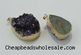 NGP1402 22*35mm - 30*40mm freeform druzy amethyst pendants wholesale