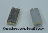 NGP1408 15*30mm - 18*35mm rectangle druzy amethyst pendants wholesale