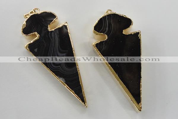 NGP1410 30*65mm arrowhead agate gemstone pendants wholesale