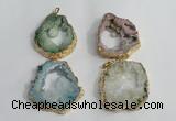 NGP1425 30*45mm - 45*55mm freeform plated druzy agate pendants