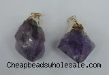 NGP1465 25*45mm - 28*50mm nuggets amethyst gemstone pendants