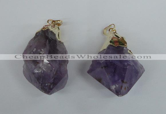 NGP1465 25*45mm - 28*50mm nuggets amethyst gemstone pendants