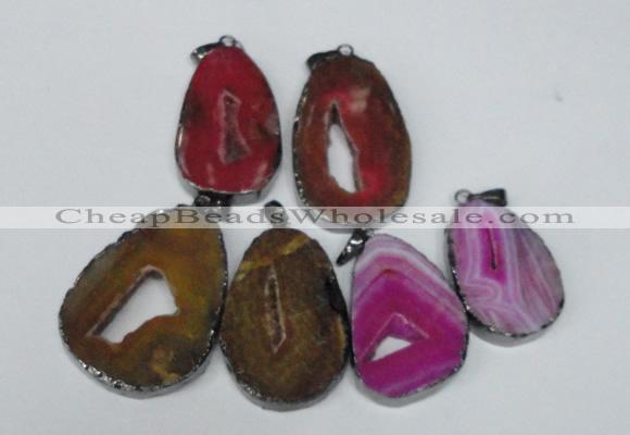 NGP1488 30*45mm - 40*50mm freeform plated druzy agate pendants