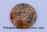 NGP149 2pcs 40mm flat round picasso jasper gemstone pendants