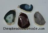 NGP1494 30*45mm - 40*50mm freeform plated druzy agate pendants