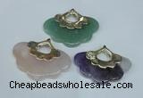 NGP1509 8*40*50mm mixed gemstone with brass setting pendants