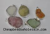 NGP1511 20*30mm - 25*35mm freeform plated druzy agate pendants