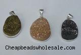 NGP1512 20*30mm - 25*35mm freeform plated druzy agate pendants