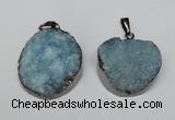 NGP1522 30*35mm - 30*40mm freeform plated druzy agate pendants