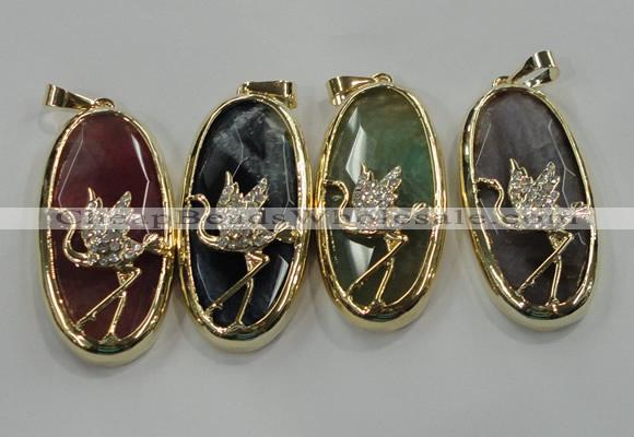 NGP1564 8*28*60mm oval agate with brass setting pendants