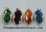 NGP1566 11*32*58mm marquise agate with brass setting pendants