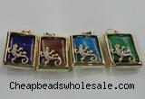 NGP1568 9*33*45mm rectangle agate with brass setting pendants