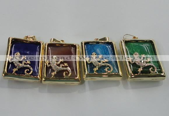 NGP1568 9*33*45mm rectangle agate with brass setting pendants