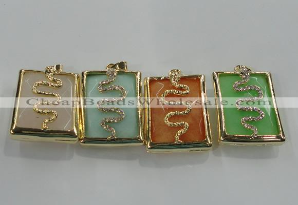 NGP1569 9*35*45mm rectangle agate with brass setting pendants