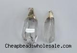 NGP1576 18*50mm - 22*60mm faceted nuggets white crystal pendants