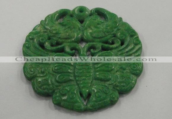 NGP1620 65*65mm Carved dyed natural hetian jade pendants wholesale