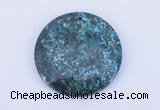 NGP163 2pcs 40mm flat round dyed chrysocolla gemstone pendants