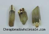 NGP1668 12*35mm - 18*50mm faceted nuggets lemon quartz pendants