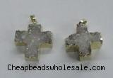 NGP1680 25*26mm - 27*28mm cross druzy agate pendants wholesale